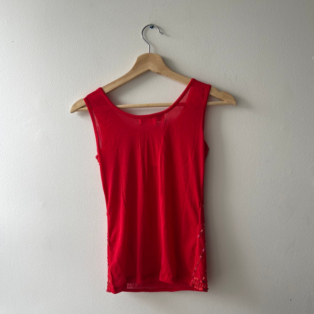 2000s beaded red top by new fashion