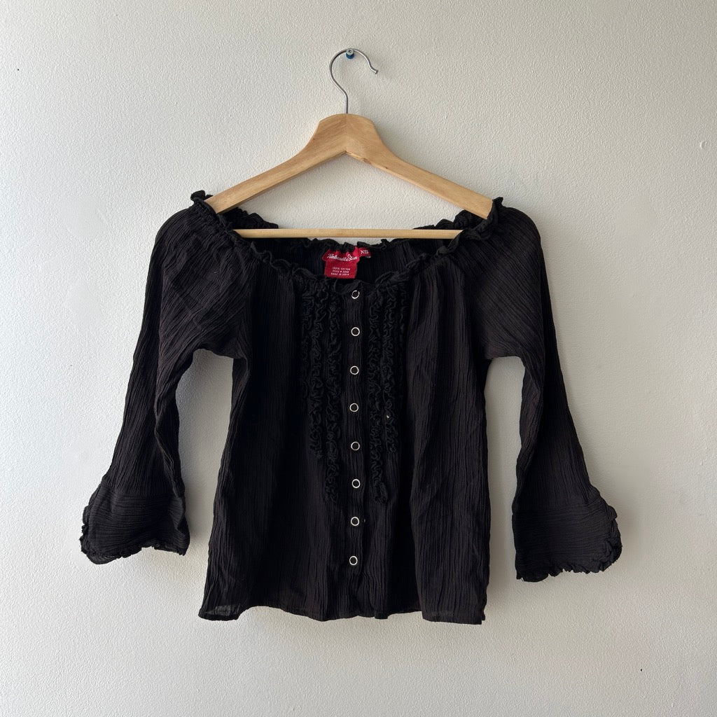 Y2K lettuce hem button up top by panhandle slim
