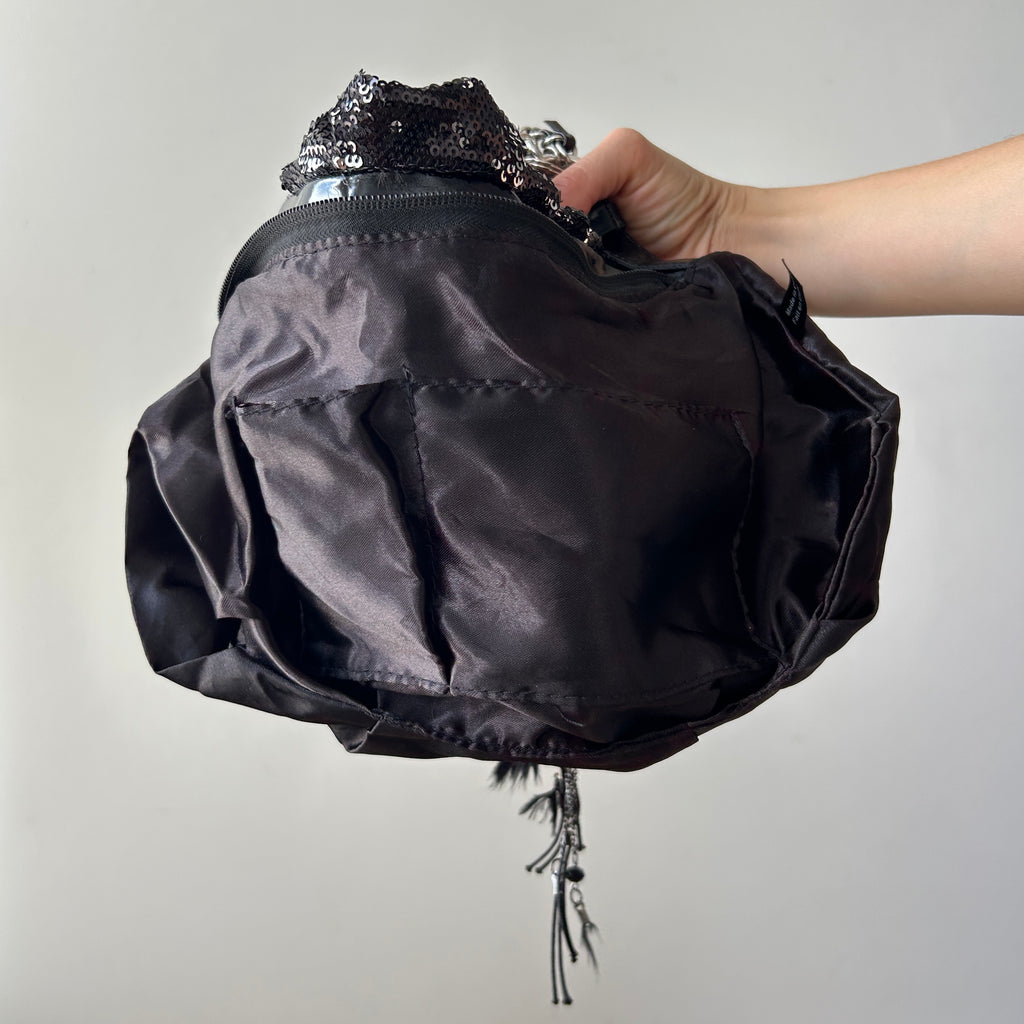 2000s sequin shoulder bag with feather detail (up-cycle)