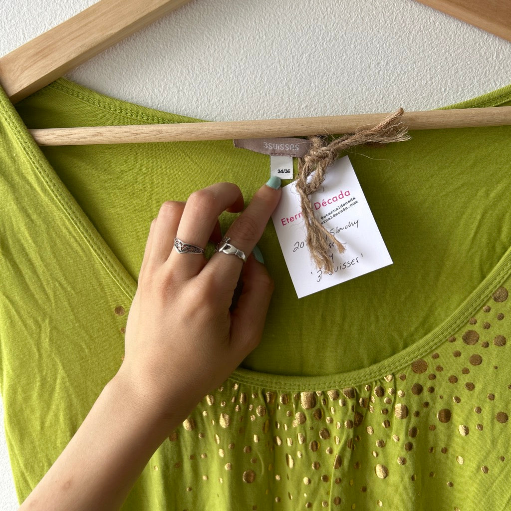2010s lime green drop waist dress by 3suisses