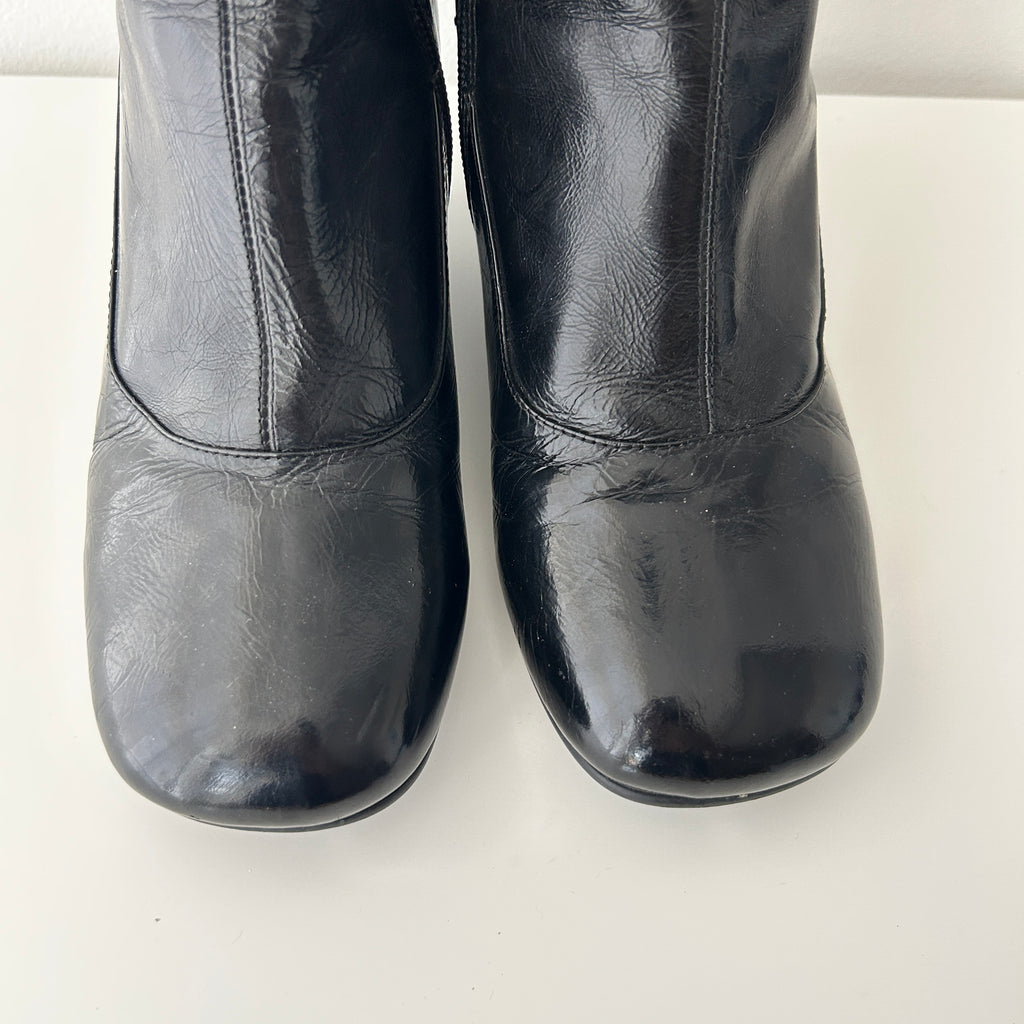 2000s military black wedge boots