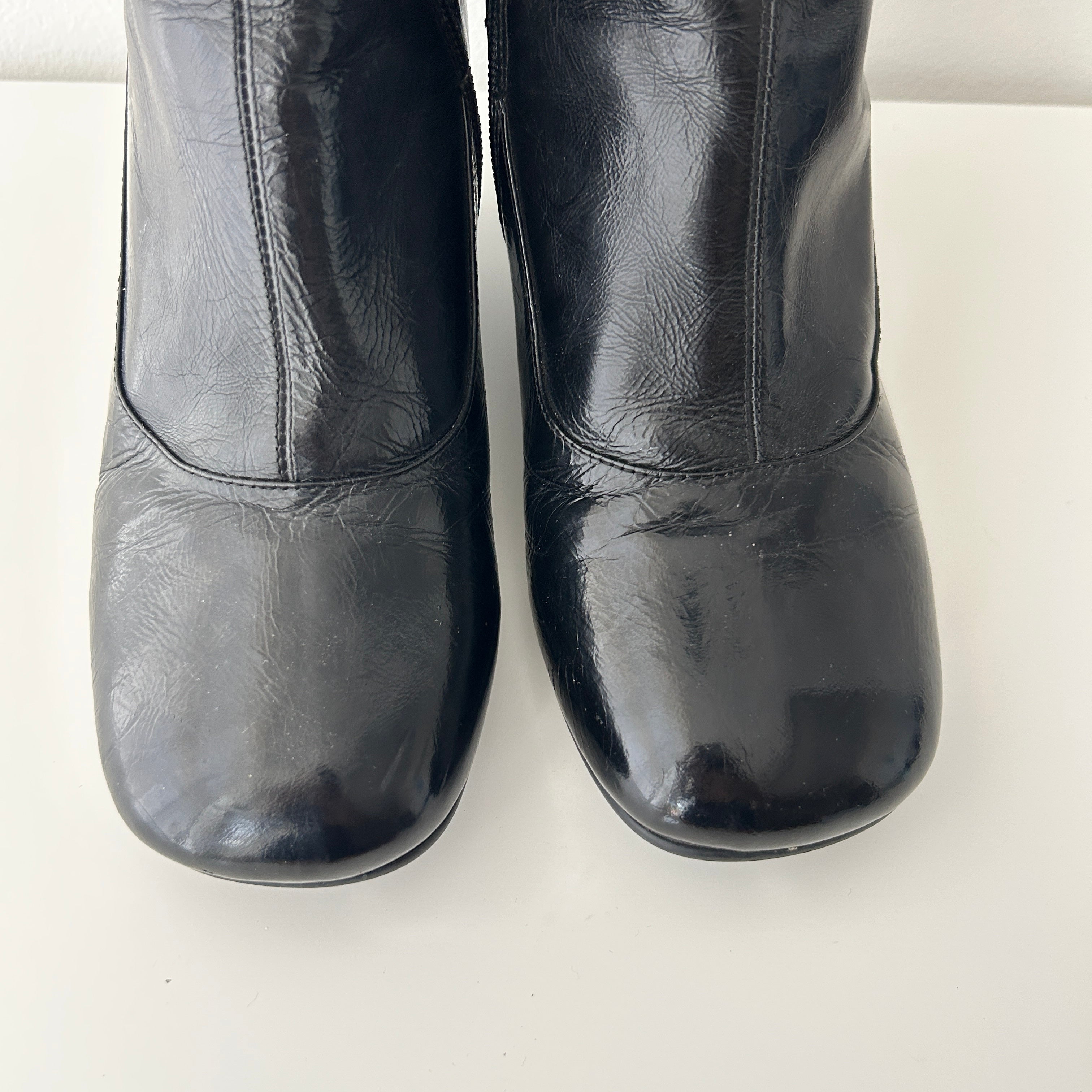 2000s military black wedge boots