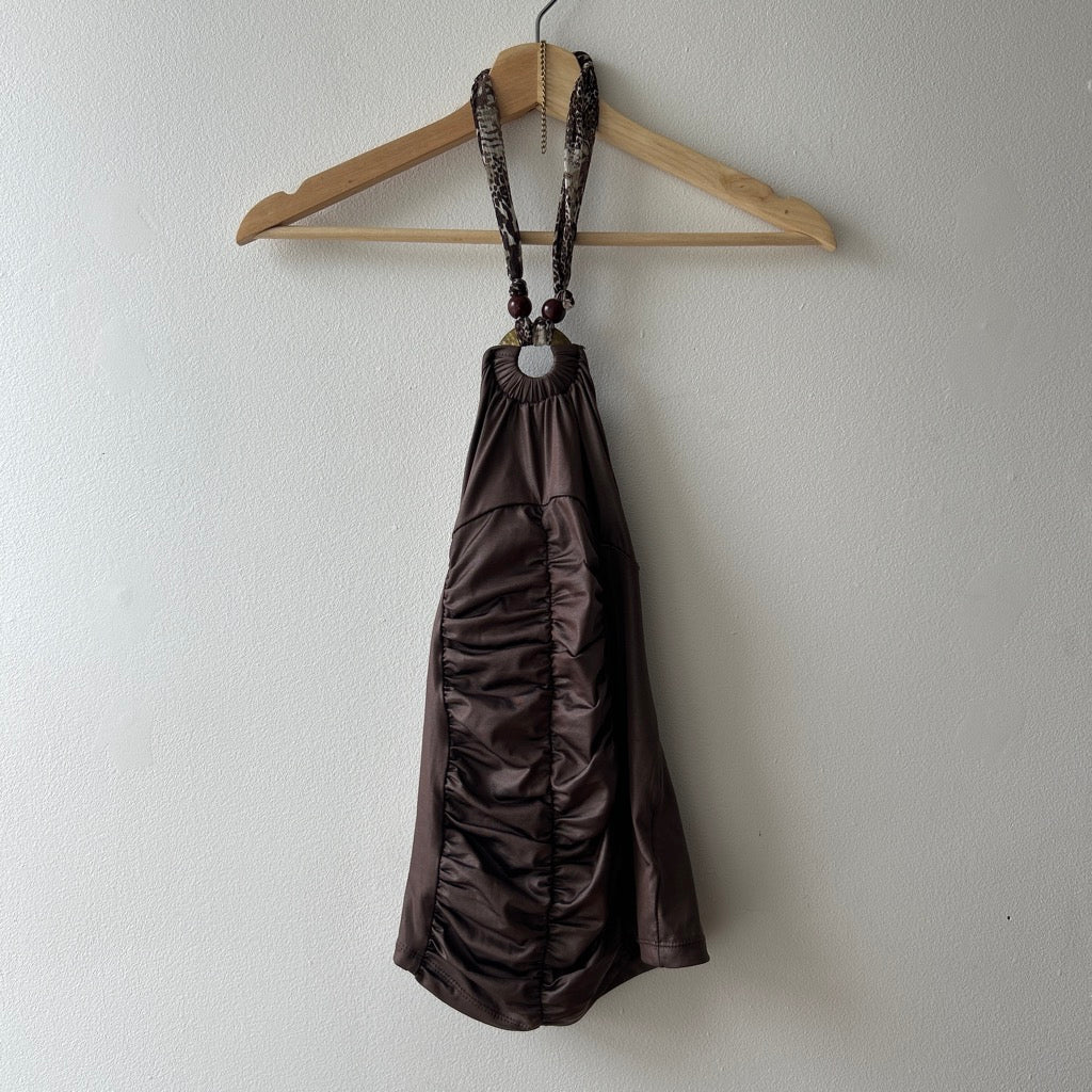 2000s halter neck brown top by No excuse