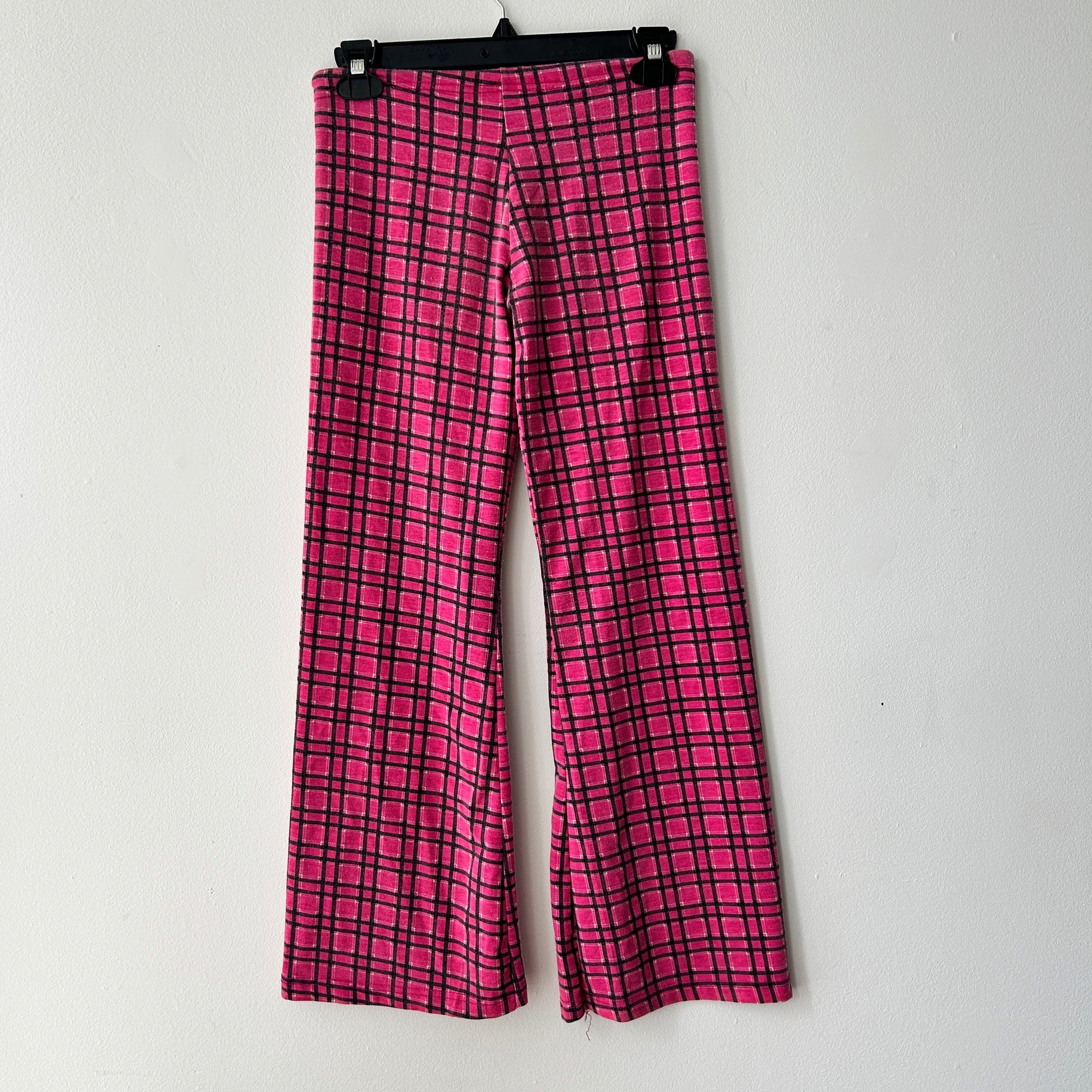 Y2K Low Rise Pink Plaid Print Pants