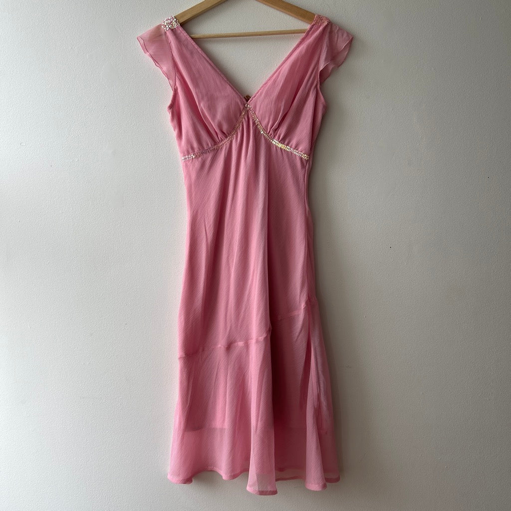 2000s sequin detail pink dress