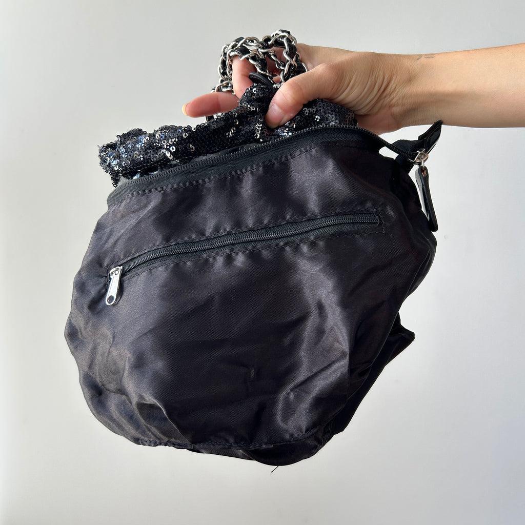 2000s sequin shoulder bag with feather detail (up-cycle)
