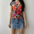 Y2K floral v neck top