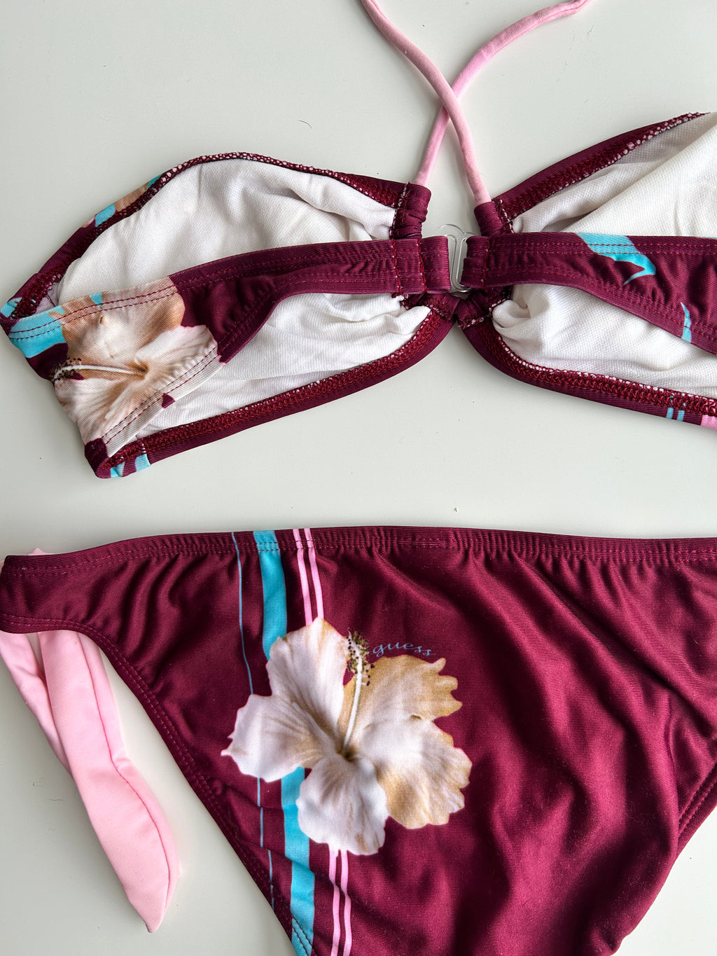 Y2K hibiscus print bikini set vintage Guess