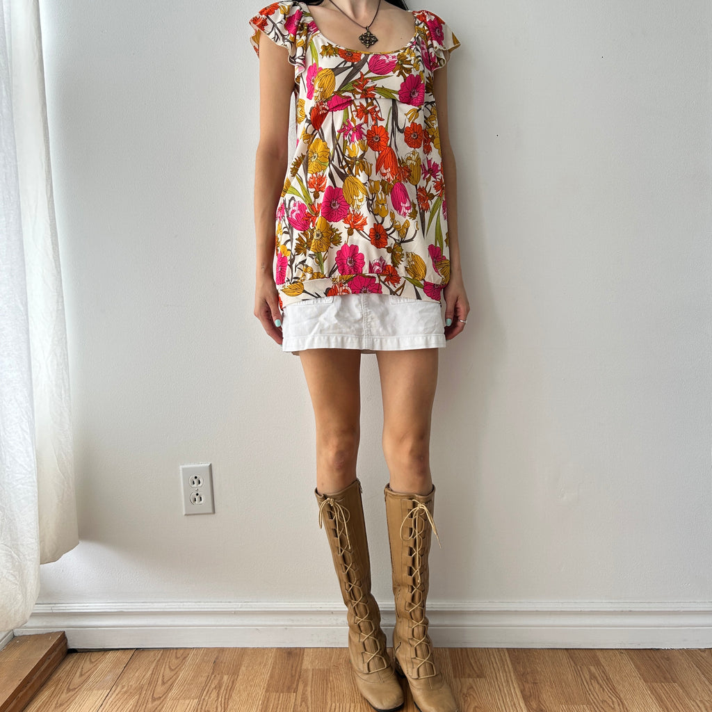60s mod style print mini dress shirt