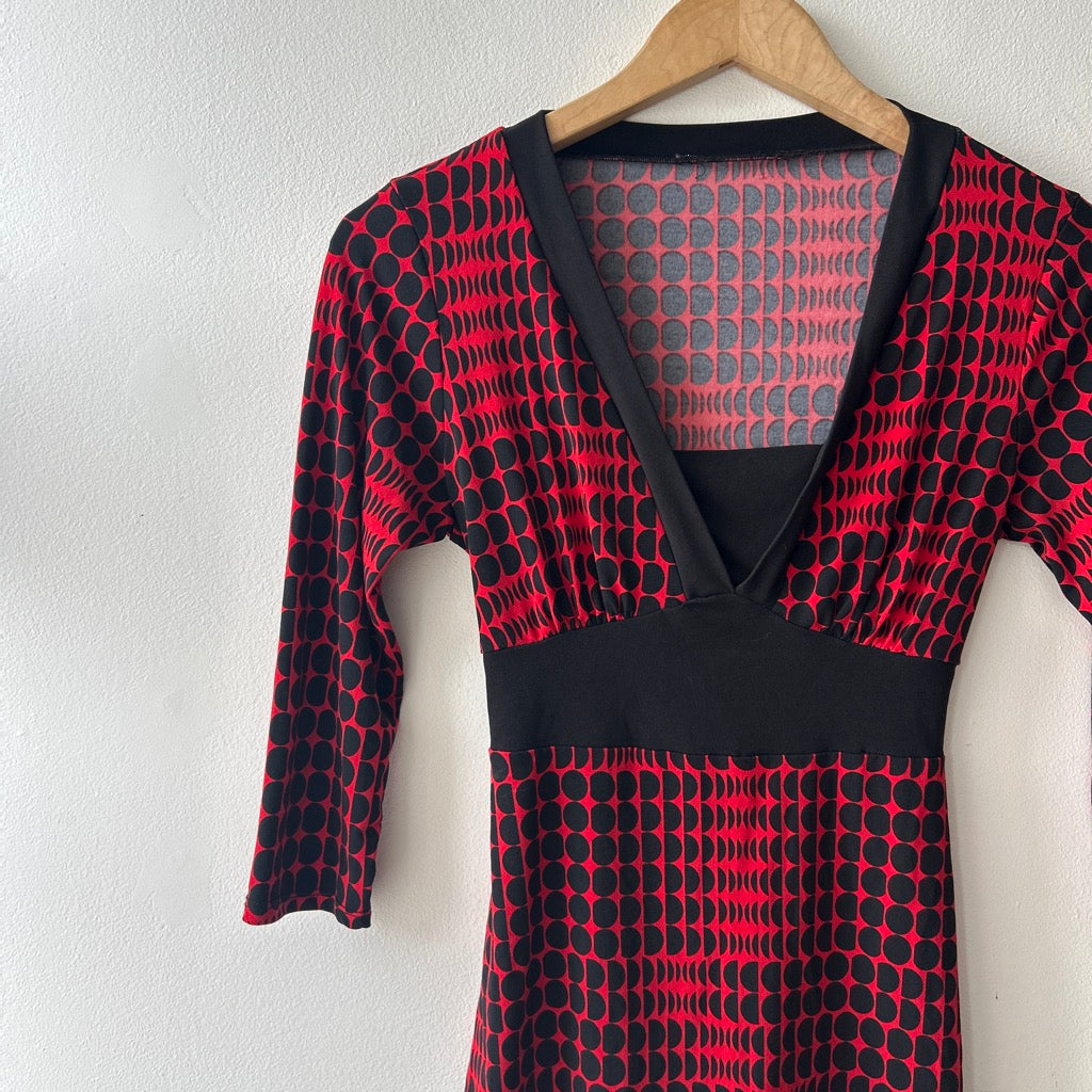 2000s polka dot belted blouse
