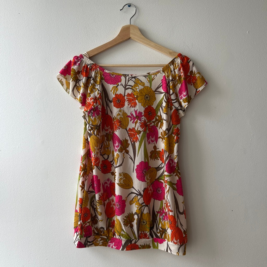 60s mod style print mini dress shirt
