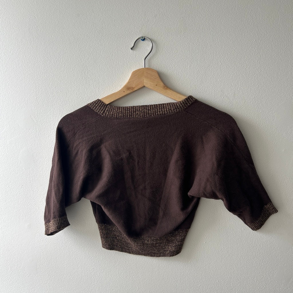 2000s glitter trim crop top