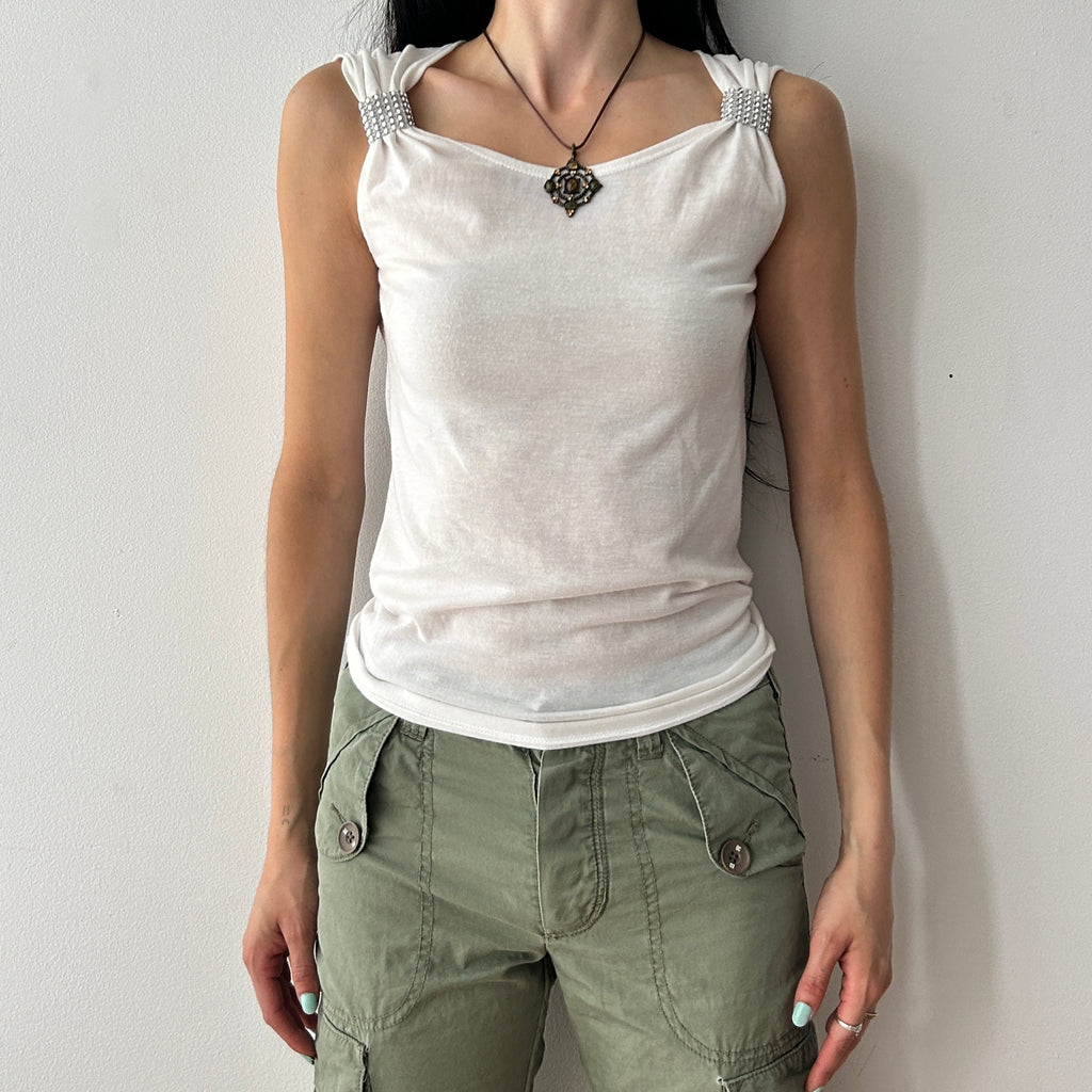 2010s rhinestone sleeve top by Mim