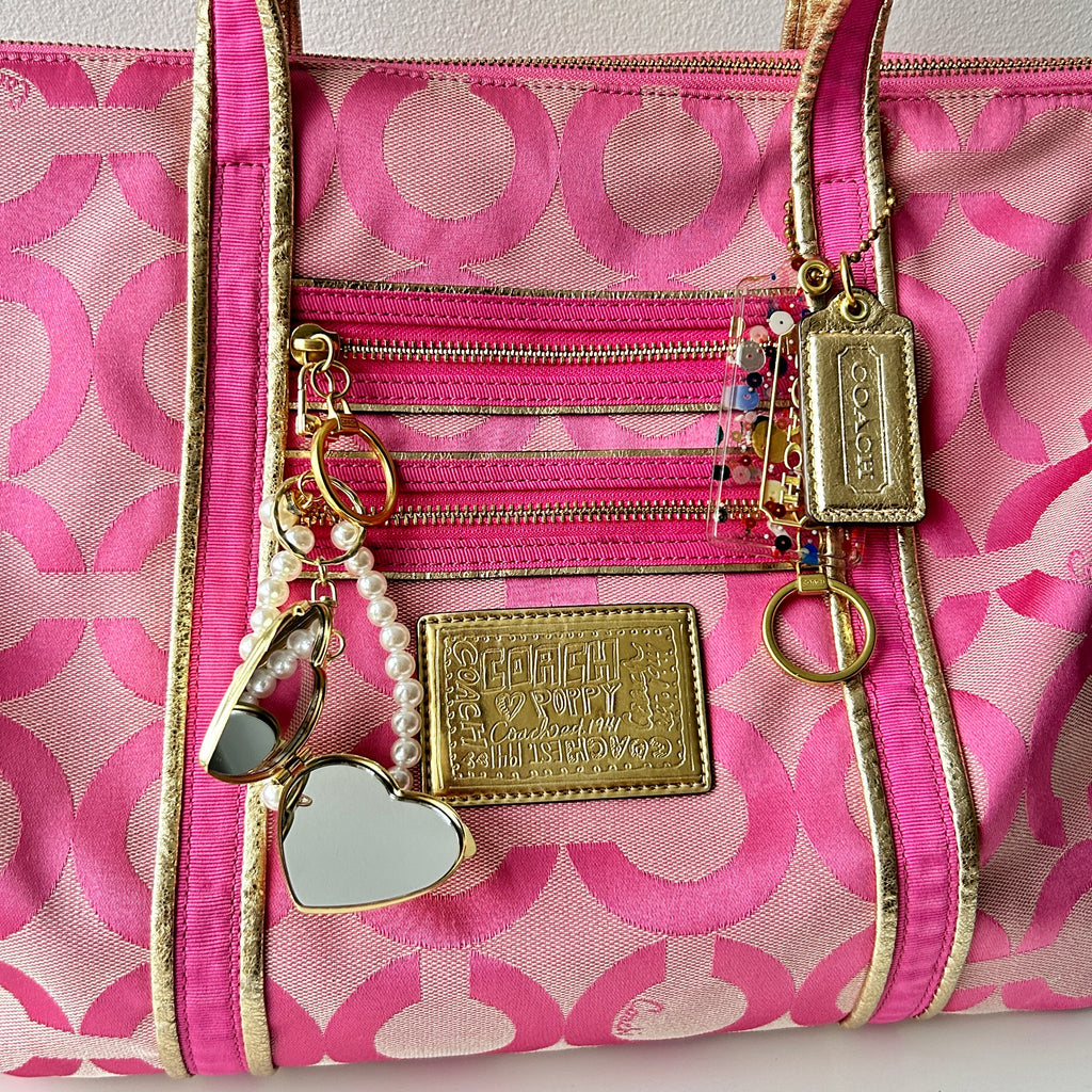 2000s coach op-art poppy glam tote in pink