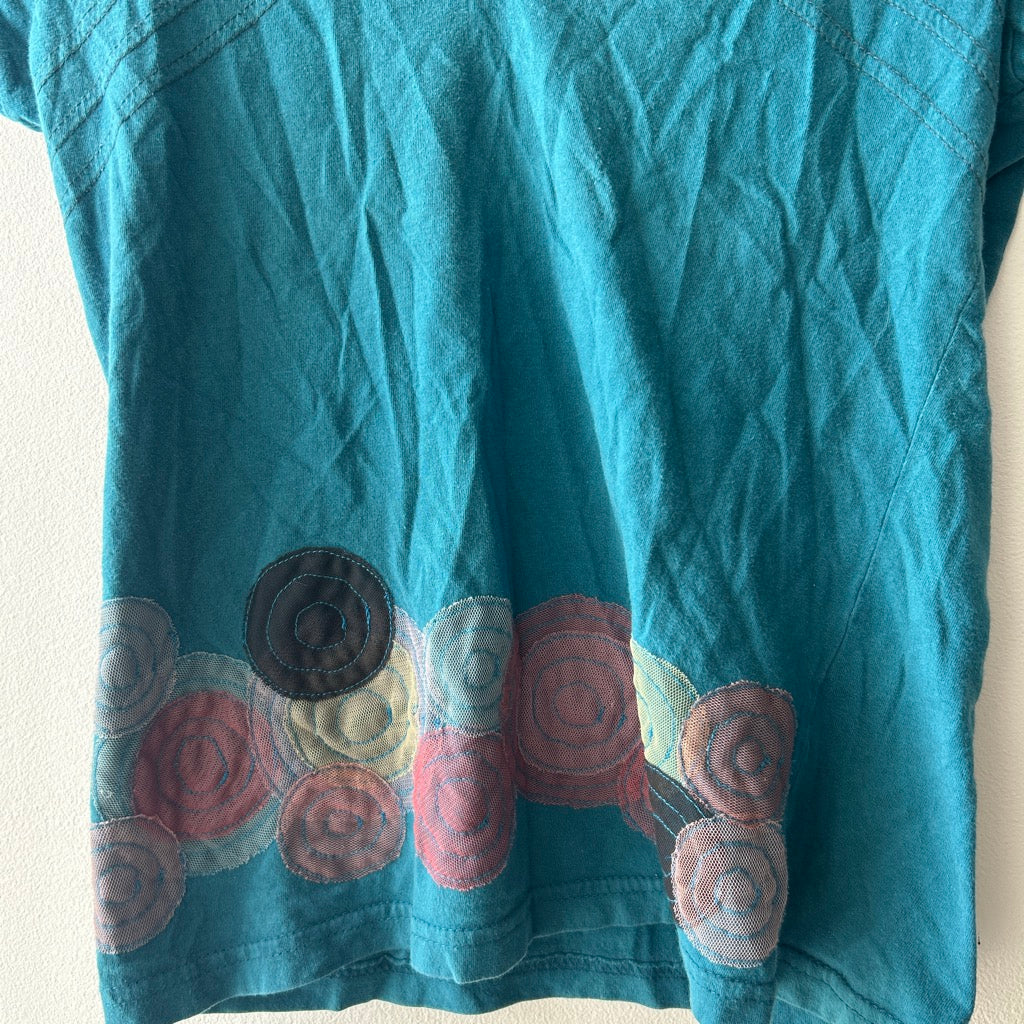 2000s embroidered teal top by kali