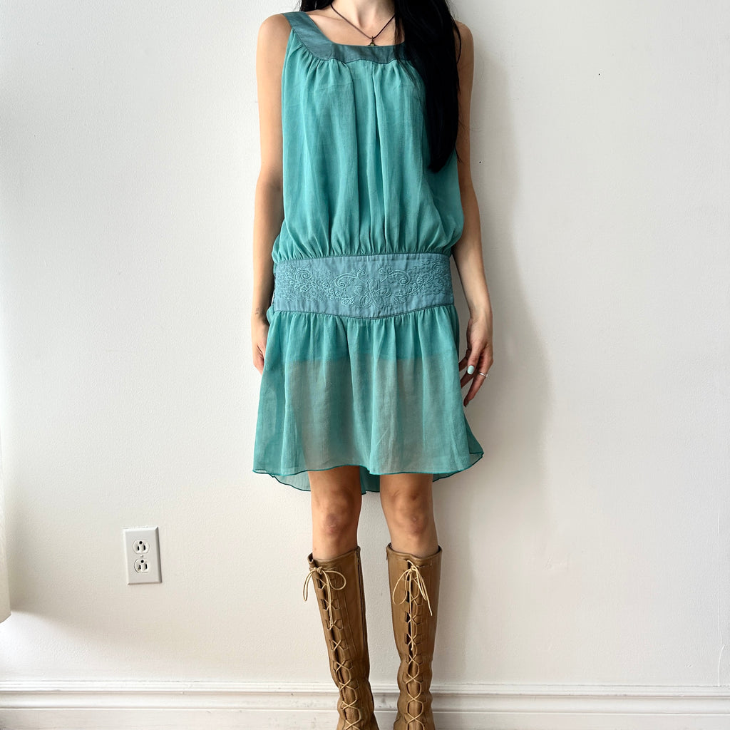 2010s teal drop waist dress by i'mod