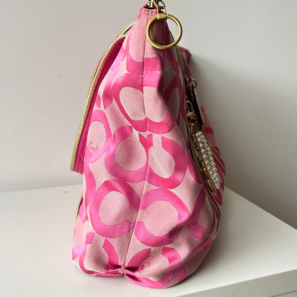 2000s coach op-art poppy glam tote in pink