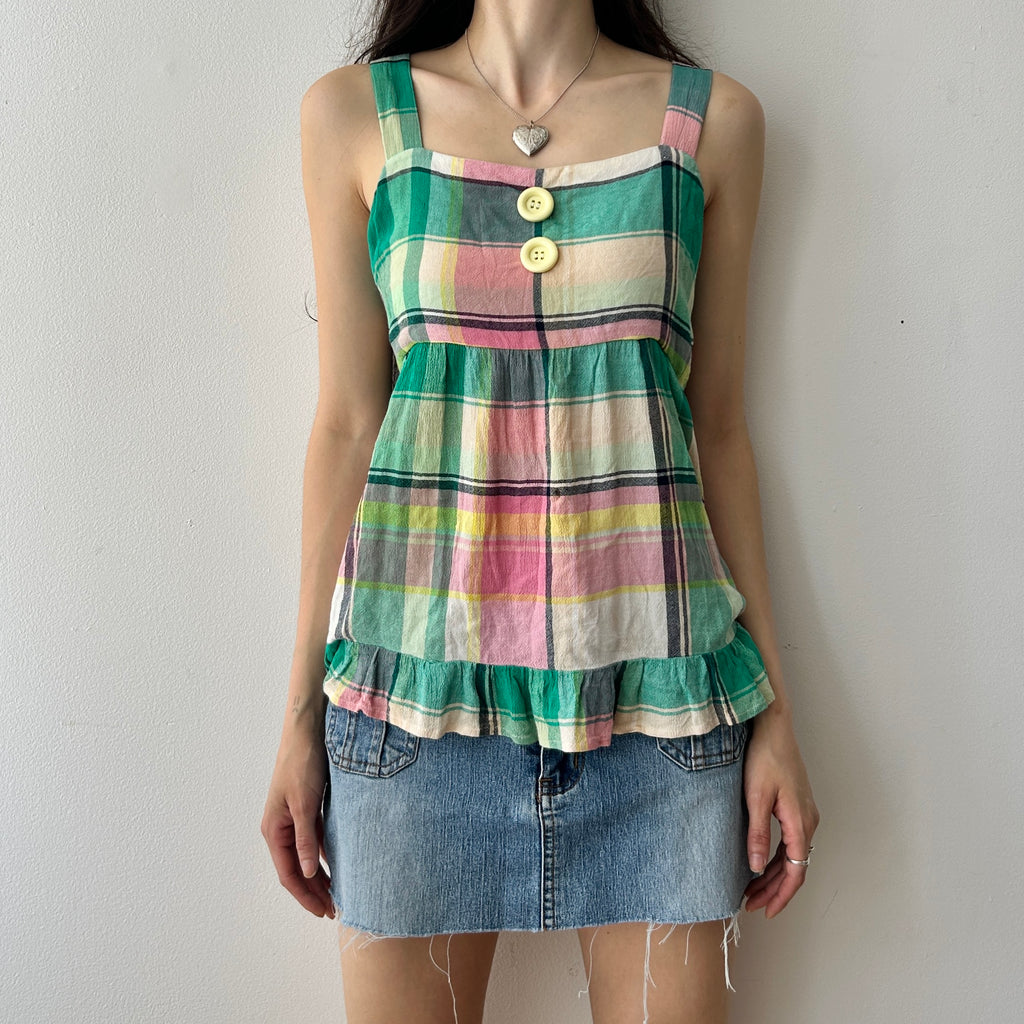 Twee plaid blouse with buttons by loft