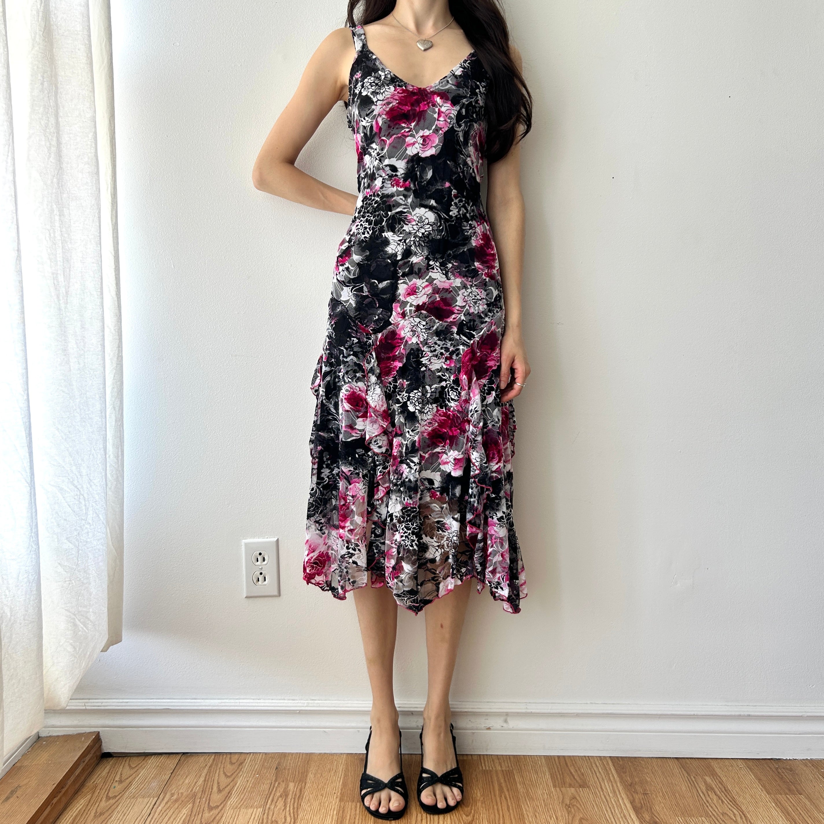 Y2K floral mesh midi dress by brianna