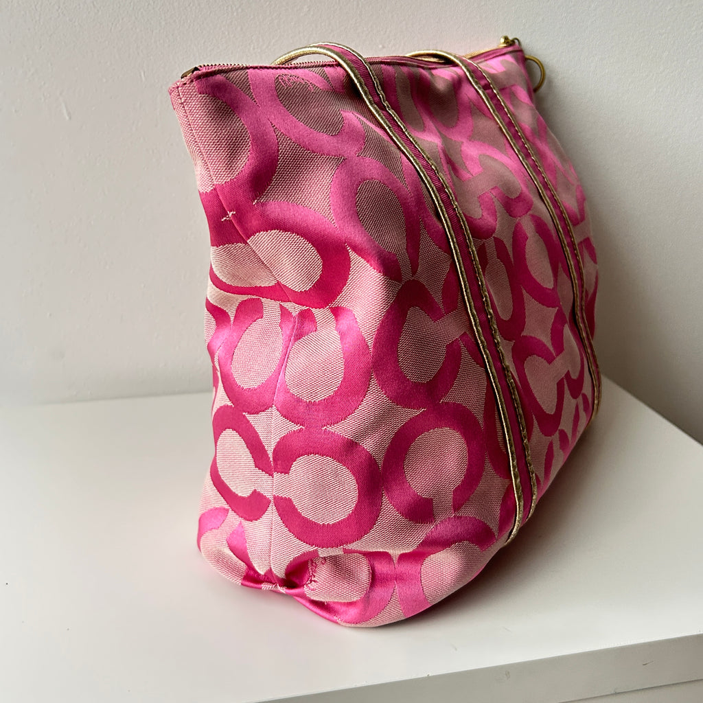 2000s coach op-art poppy glam tote in pink