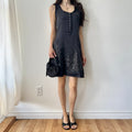 deadstock black sequin midi silk dress by parasuco