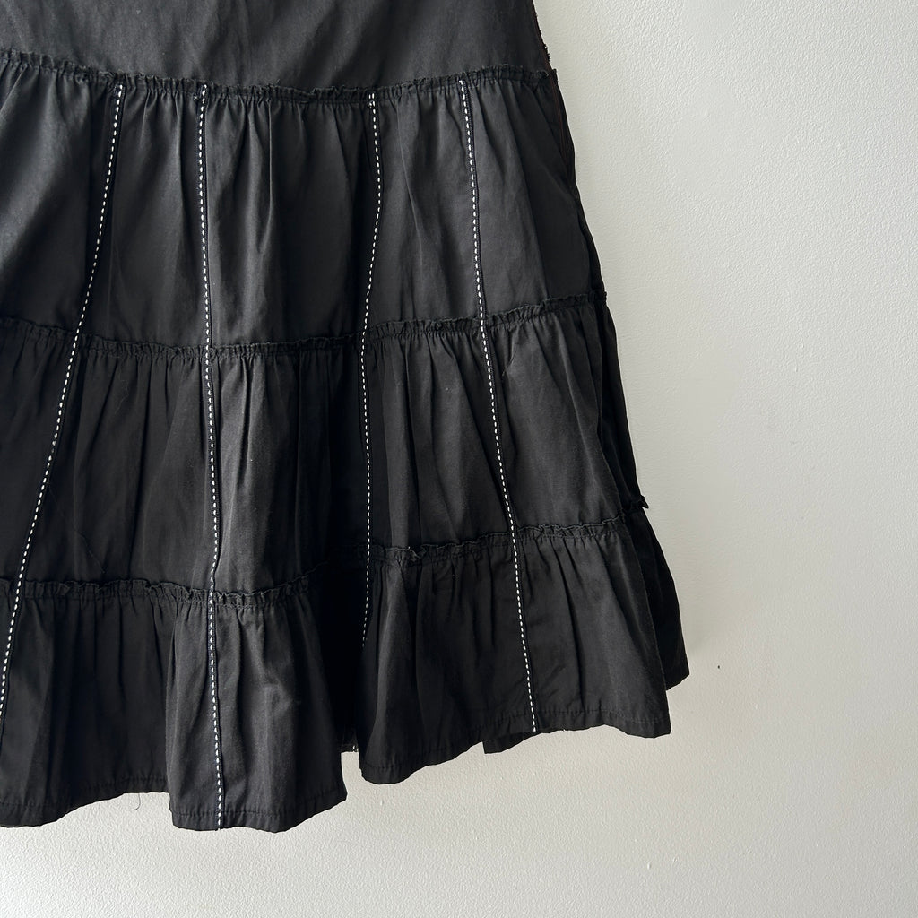 90s pleated midi skirt with contrast stitch