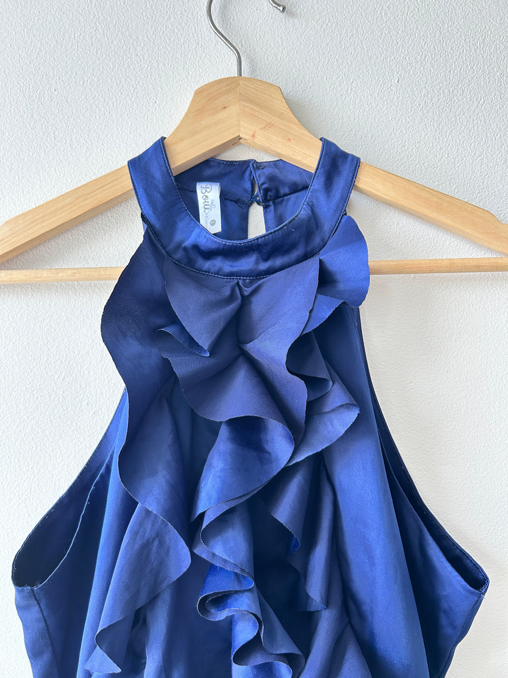 Twee ruffle halter neck blouse