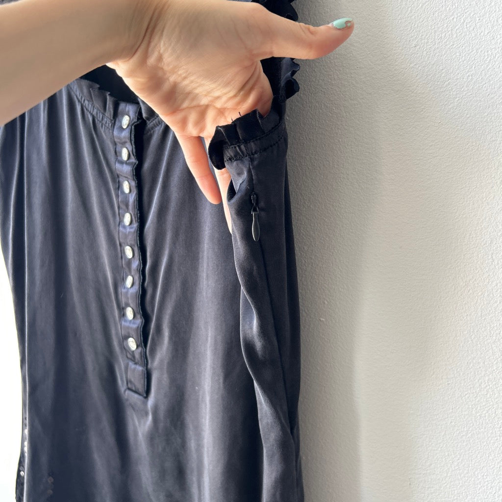 deadstock black sequin midi silk dress by parasuco