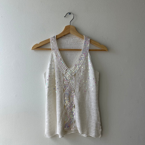 2000s knit iridescent sequin tank