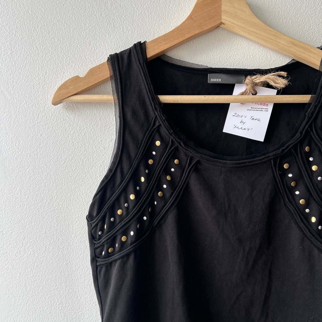 2010s studded tank top mesh details by MEXX