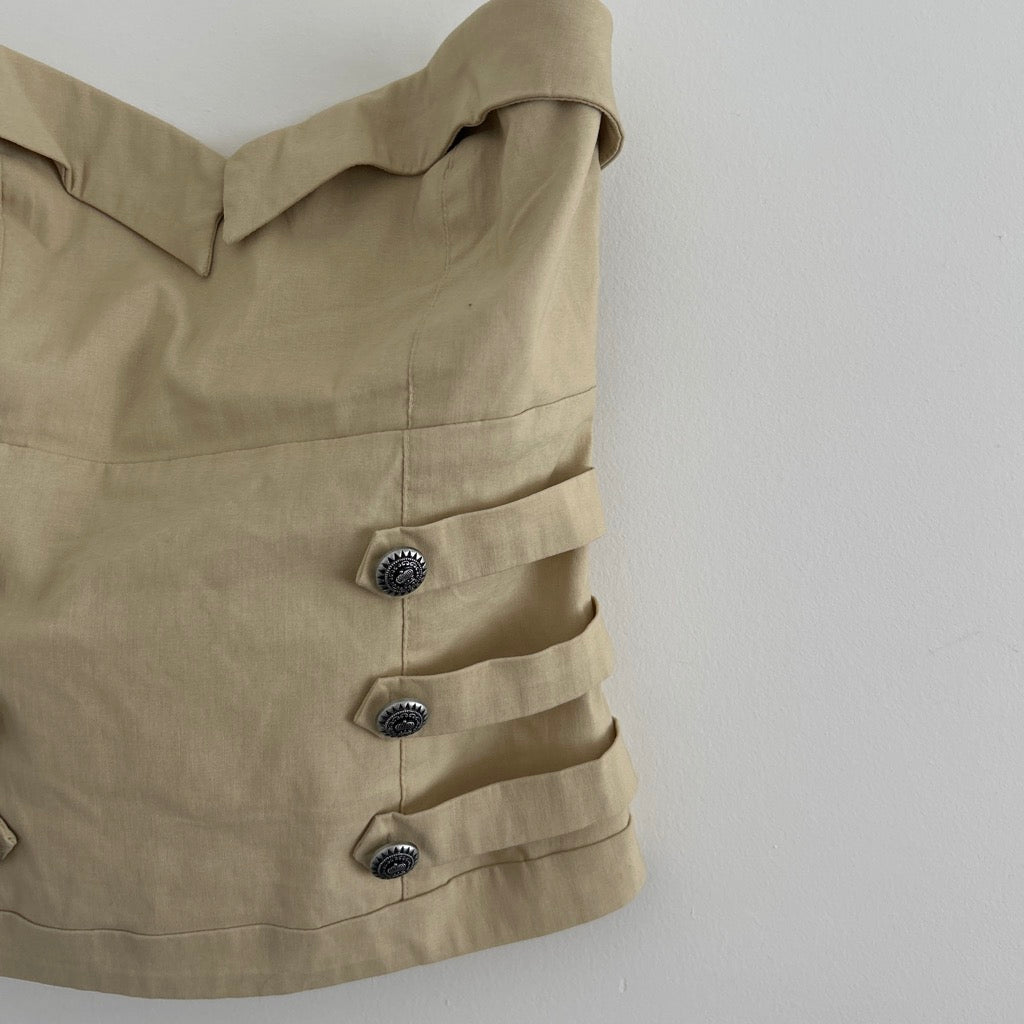 2000s military strapless top by lovely girl