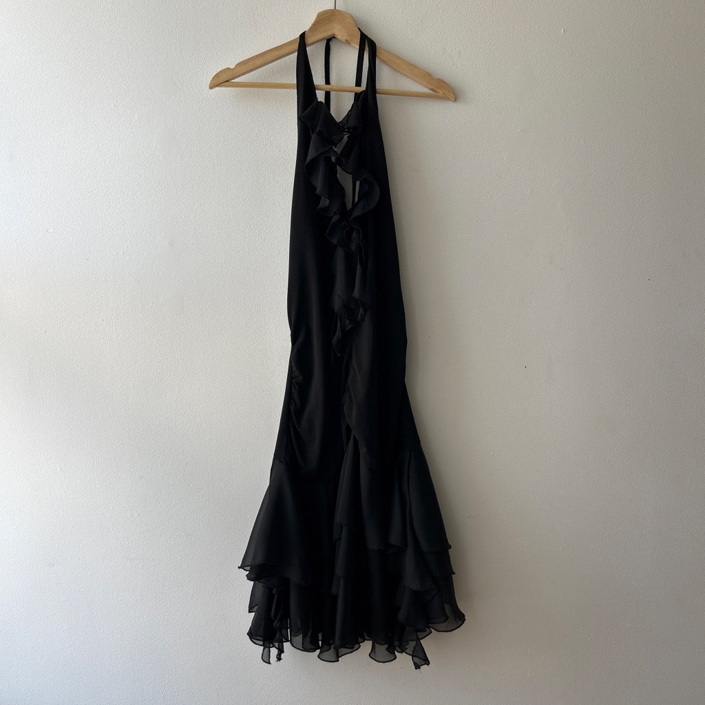 Y2K ruffle halter neck dress by Plastic