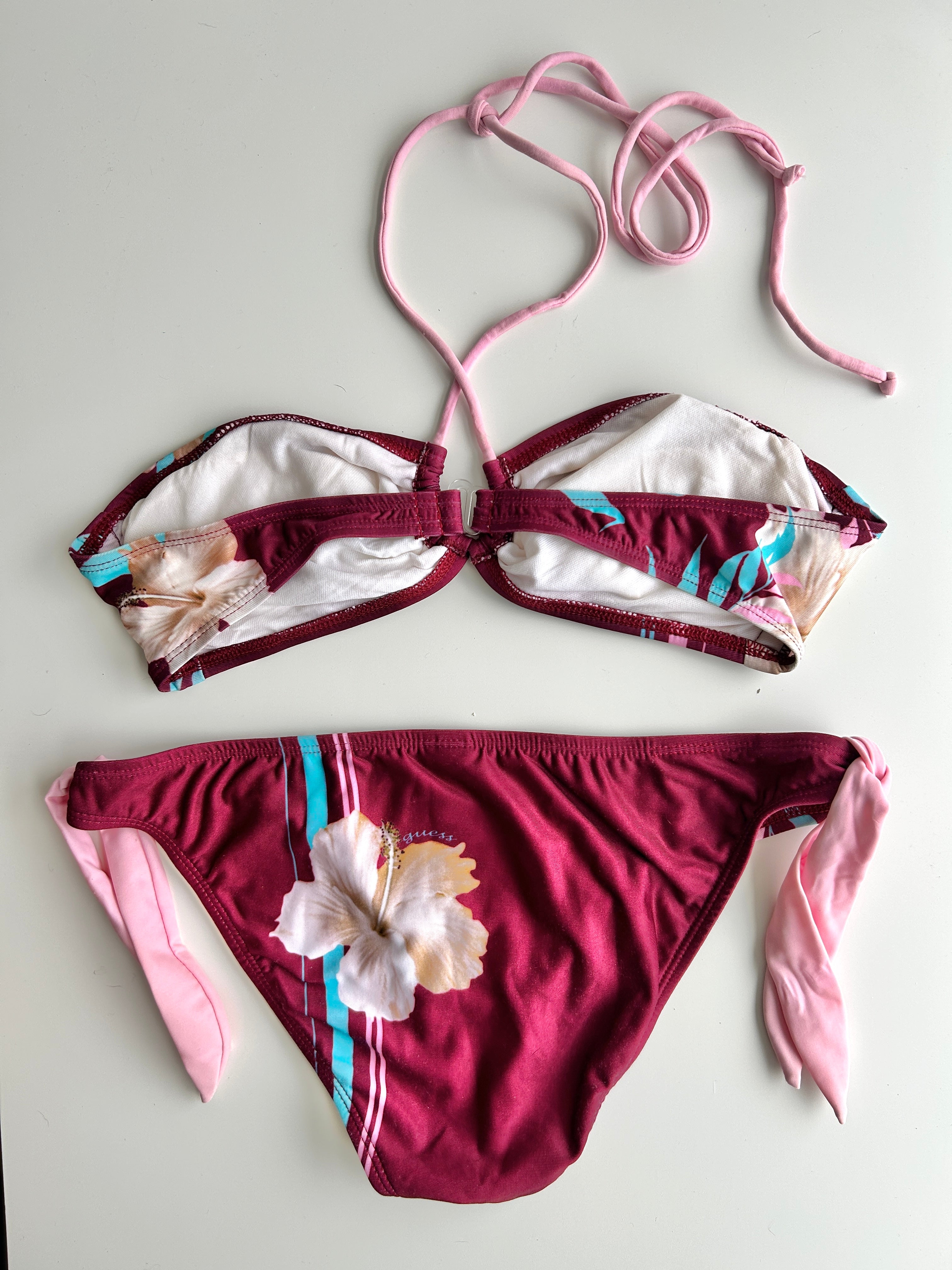 Y2K hibiscus print bikini set vintage Guess