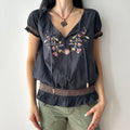 2000s embroidered peasant blouse by H&M
