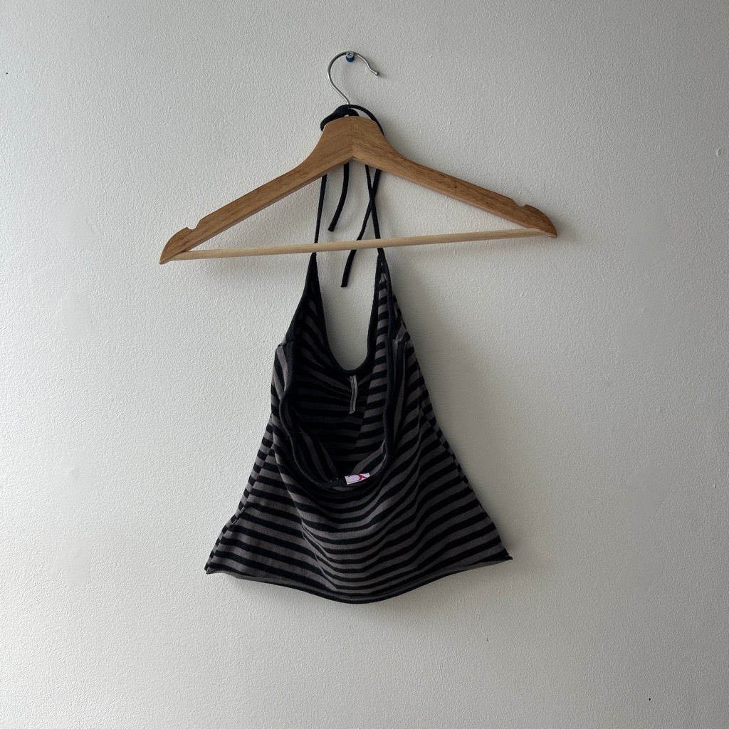 Striped halter top mini skirt set (Up-cycle)