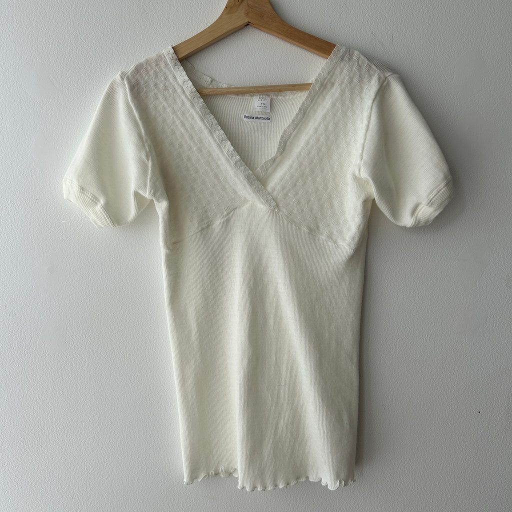 Coquette white knit top by Rosina Marzuola