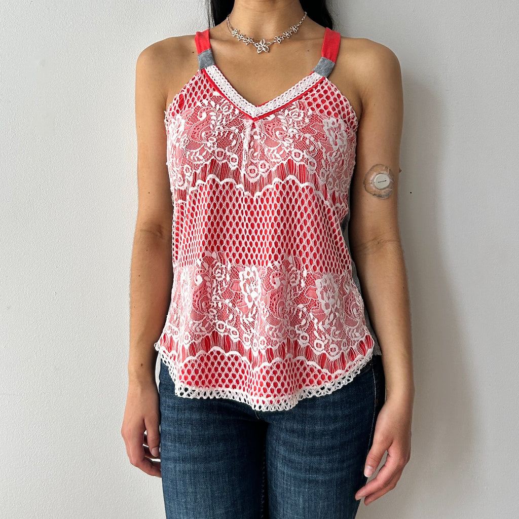 2010s lace neon tank top by hangar