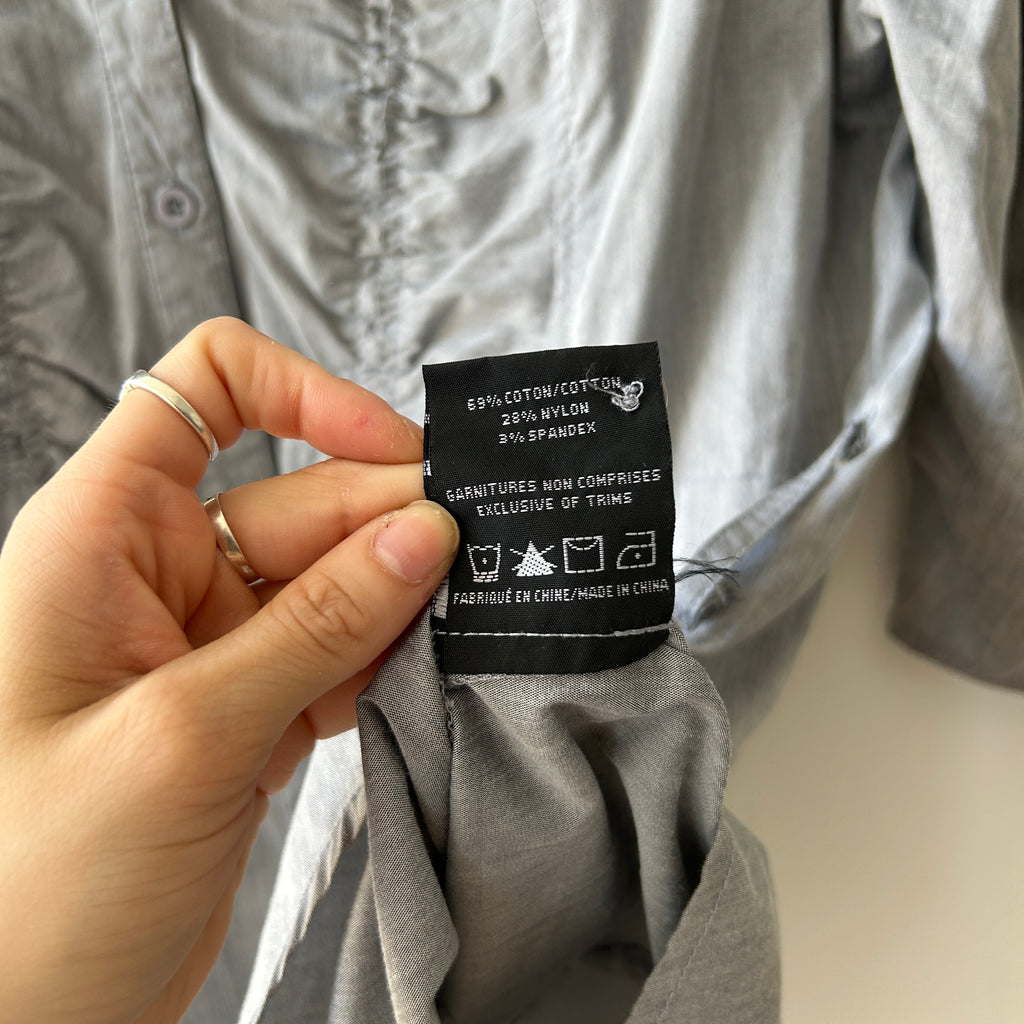 Y2K button up blouse with ruching by Colori