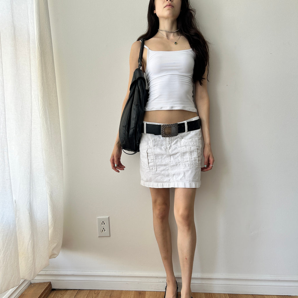 Deadstock White mini denim skirt by garage