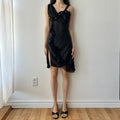 Fairy midi mesh slip dress with flower appliqué and slit