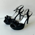 Deadstock ruffle detail satin heeled sandals by Fioni