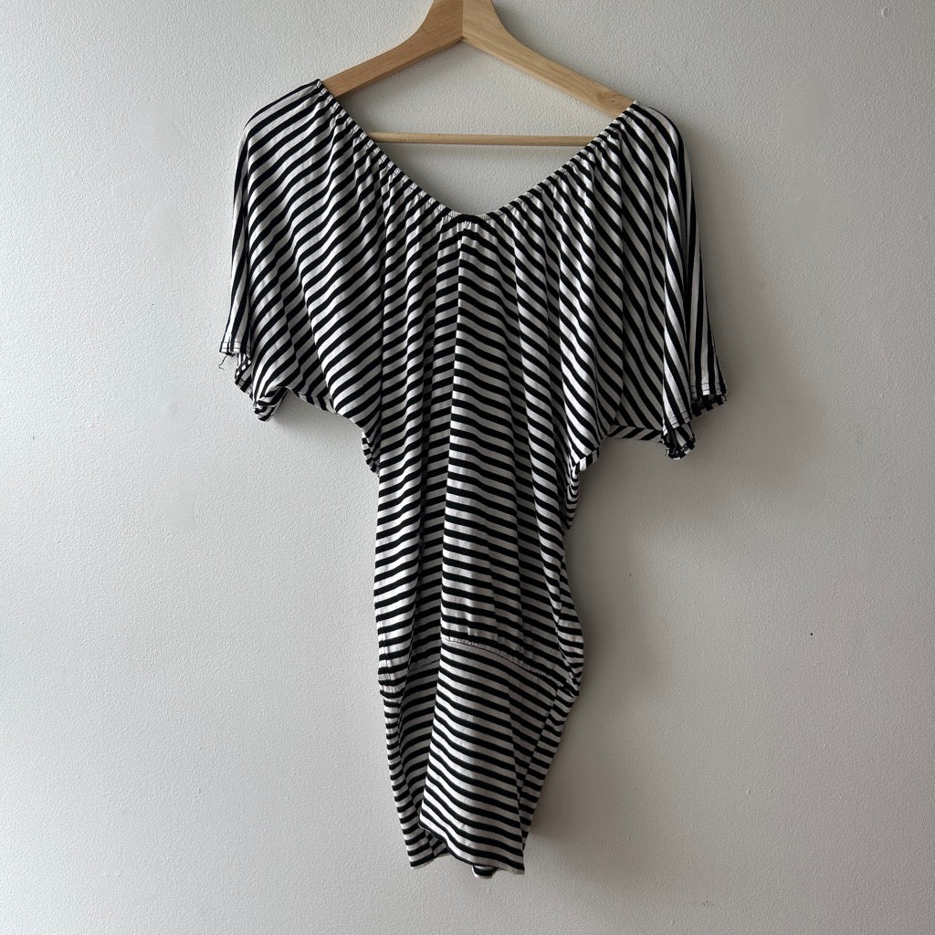 2010s slouchy striped batwing dress