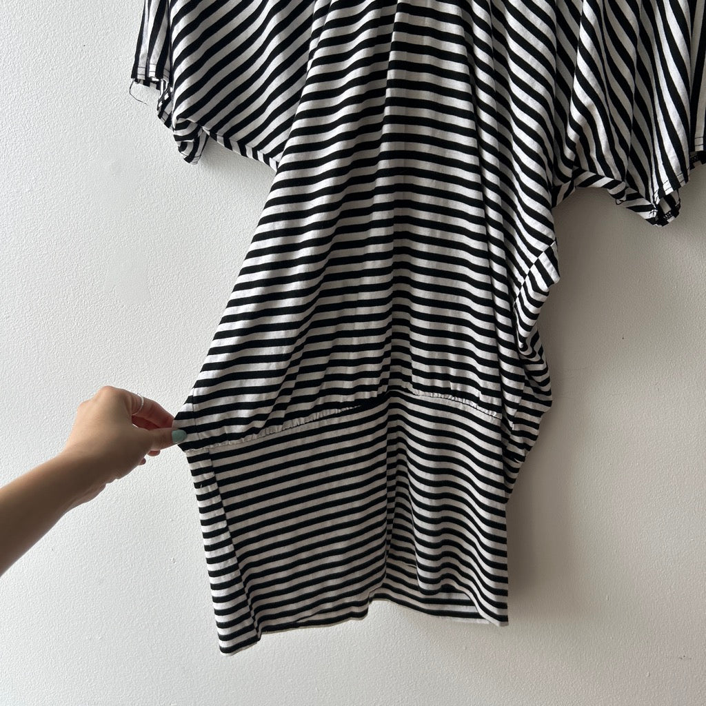 2010s slouchy striped batwing dress