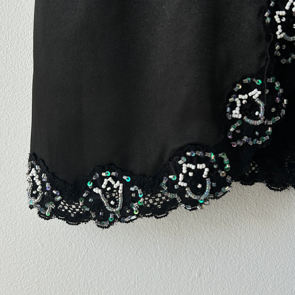90s lace trim top with sequins