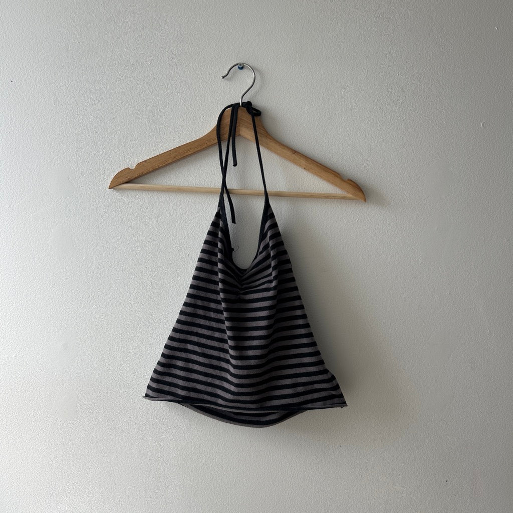 Striped halter top mini skirt set (Up-cycle)