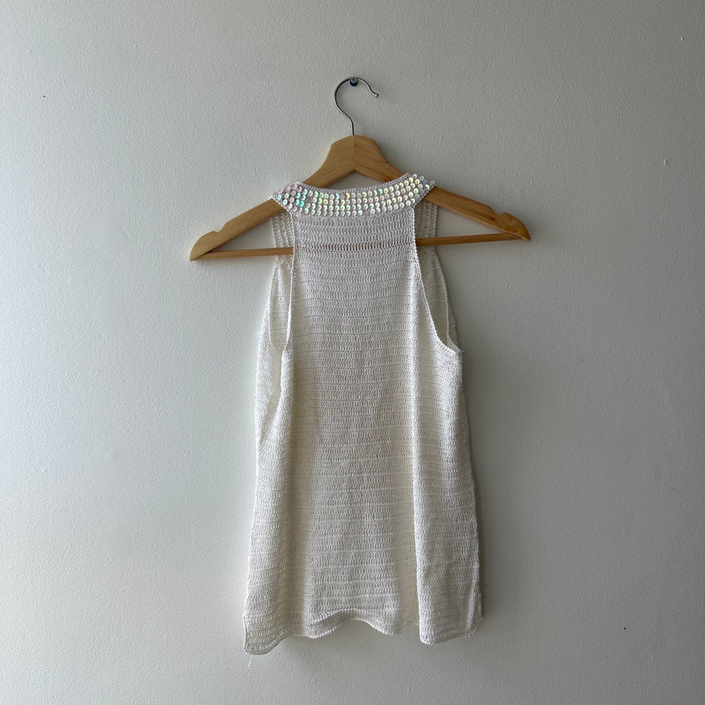 2000s knit iridescent sequin tank
