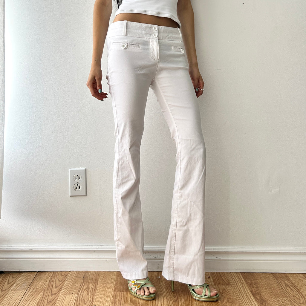 2000s low rise bootcut white pants