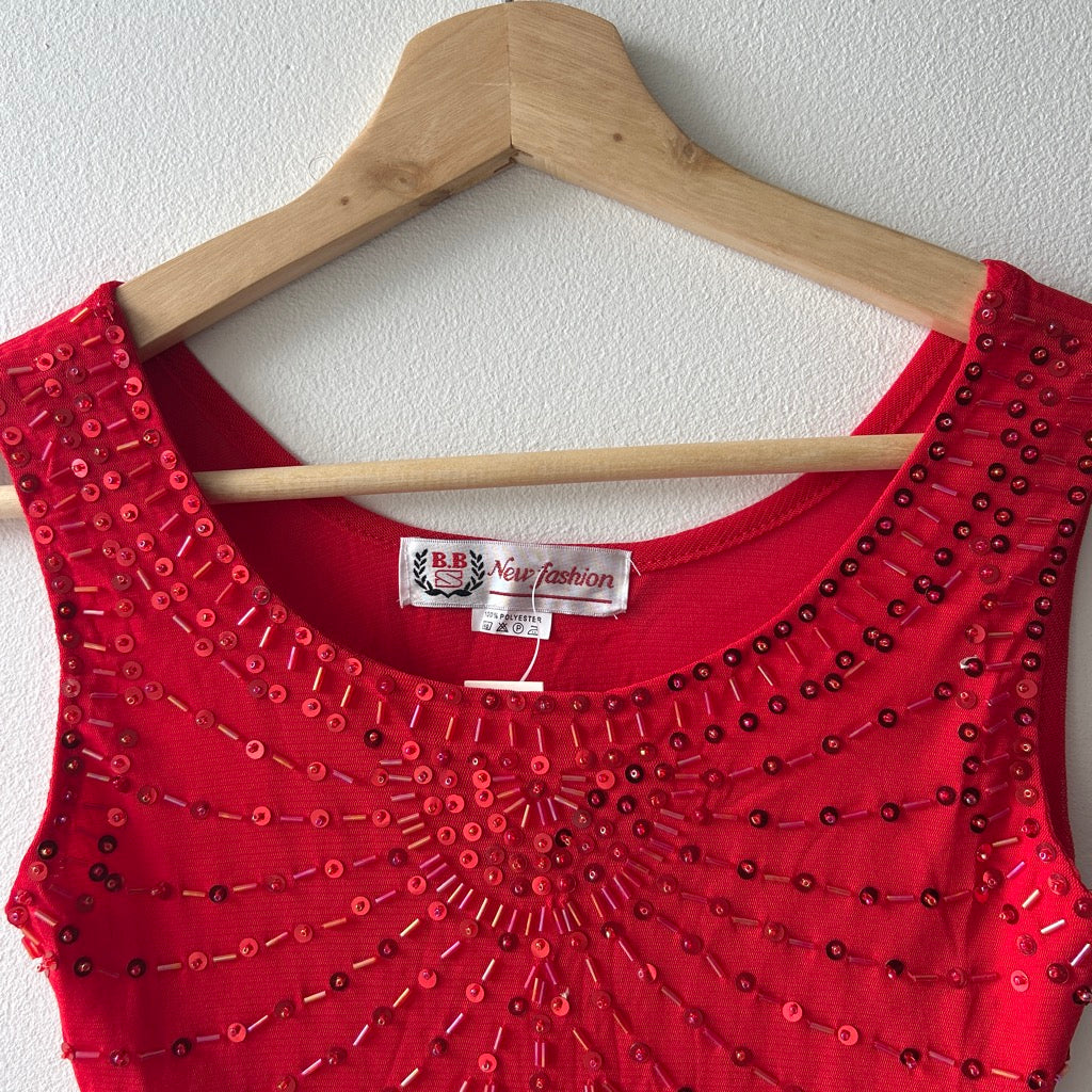 2000s beaded red top by new fashion