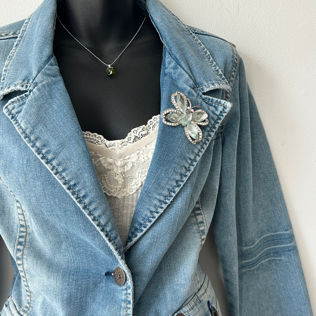 2000's denim jacket with pin by silver jeans
