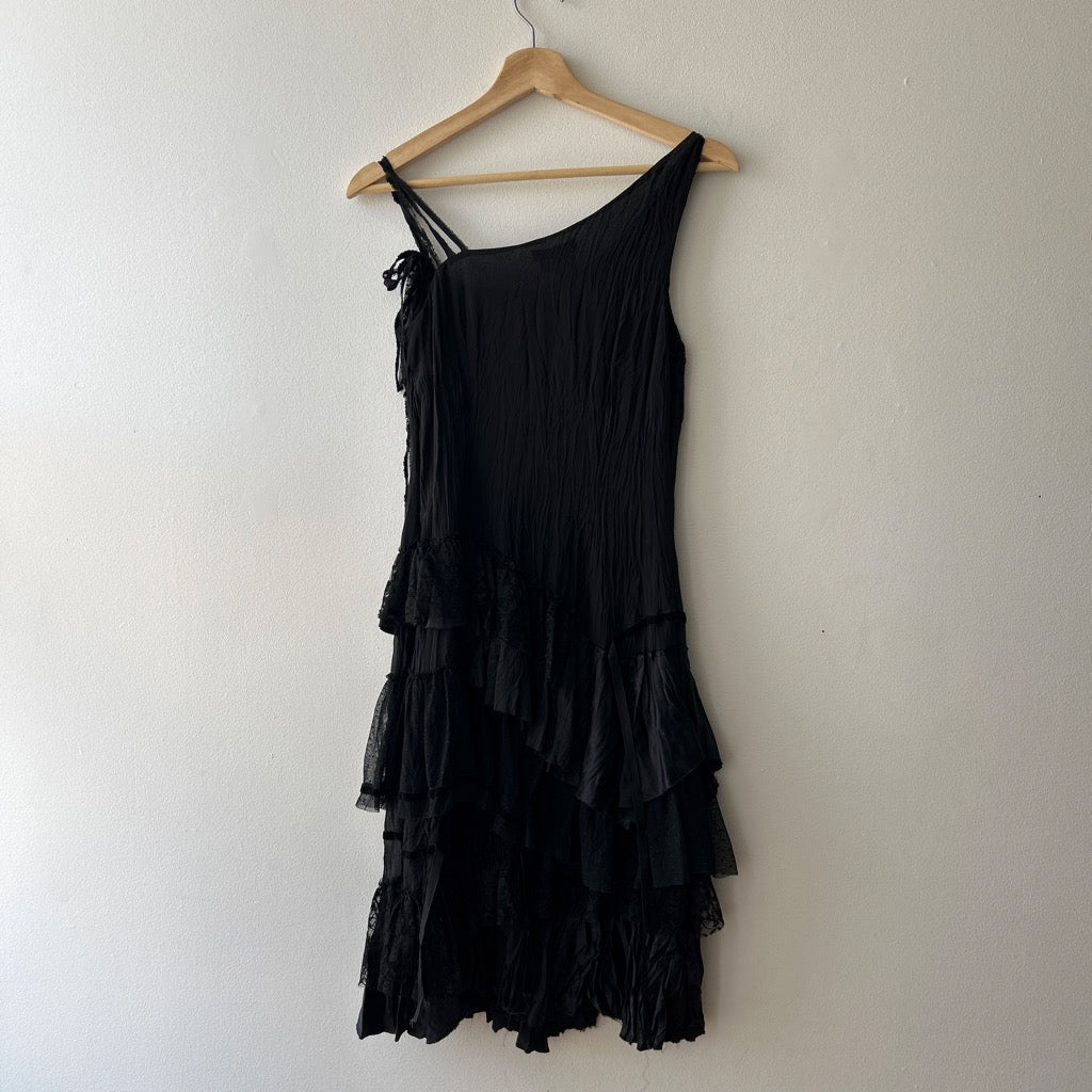 Fairy ruffled midi silk blend dress by BCBG